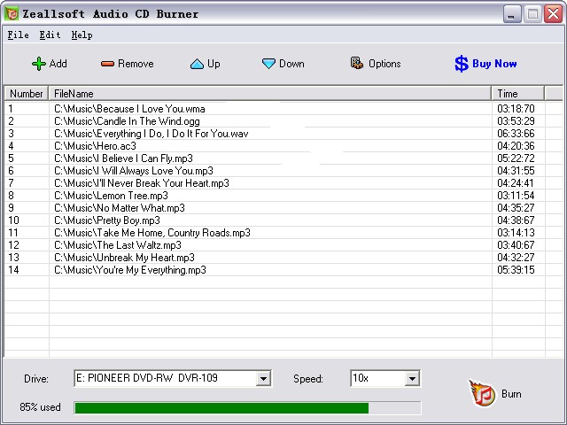 Zeallsoft Audio CD Burner screen shot